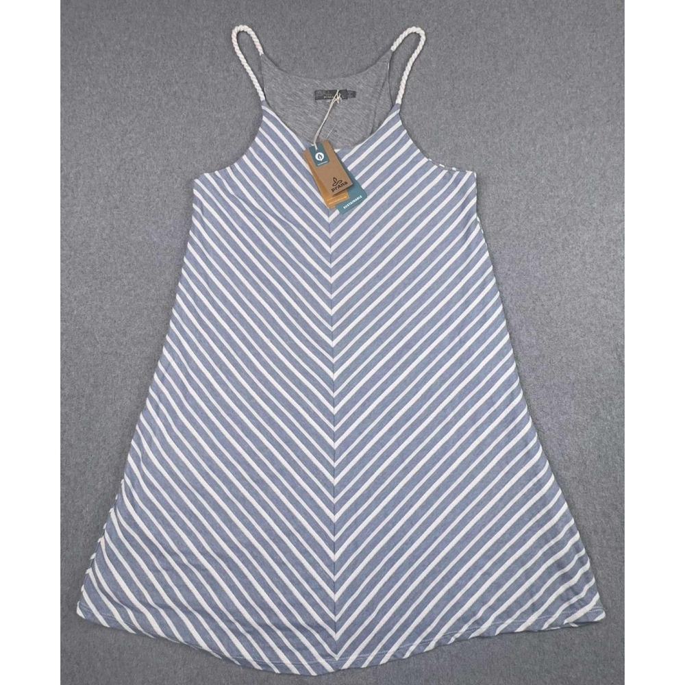 NEW PrAna Seacoast Dress Size Large‎ Sunbleached Blue Rope Straps Coastal Beach